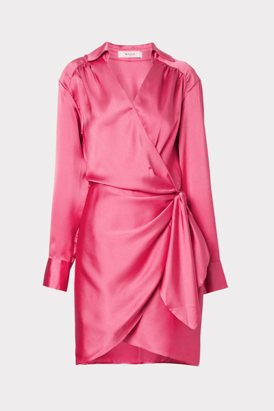 Milly Jordan Satin Dress In  Pink