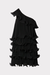 Milly Blakely Tiered Ruffle Mini Dress In Black