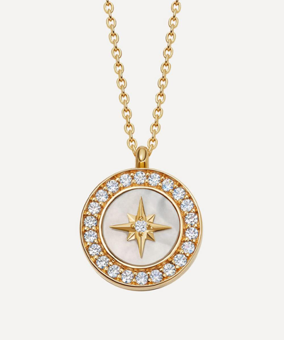 Astley Clarke Gold Plated Vermeil Silver Small Polaris Mother Of Pearl Locket Necklace