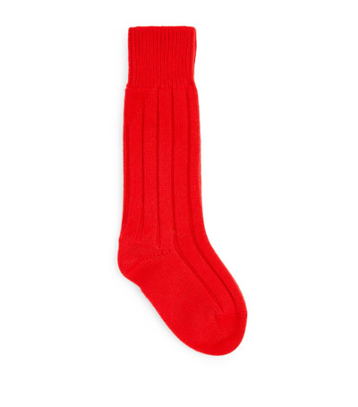 Bottega Veneta Ribbed-knit Cashmere Socks In Red