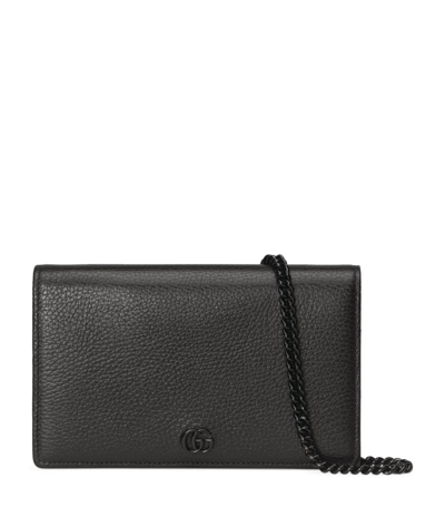 Gucci Leather Gg Marmont Chain-strap Wallet In Black
