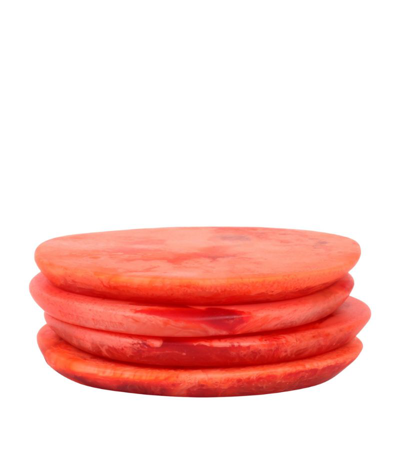 Dinosaur Designs Resin Boulder Coaster (10cm) In Orange