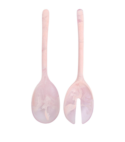 Dinosaur Designs Resin Stone Salad Servers In Pink