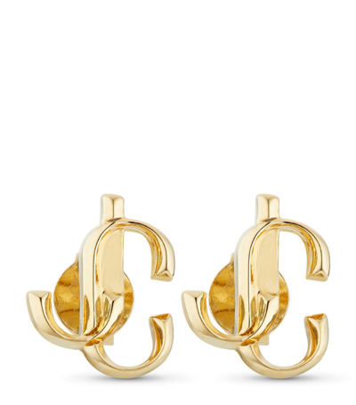 Jimmy Choo Jc Logo Mini Stud Earrings In Gold