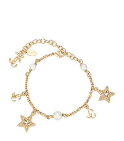 Jimmy Choo Women's Goldtone, Crystal, & Resin Pearl Charm Bracelet In Brass