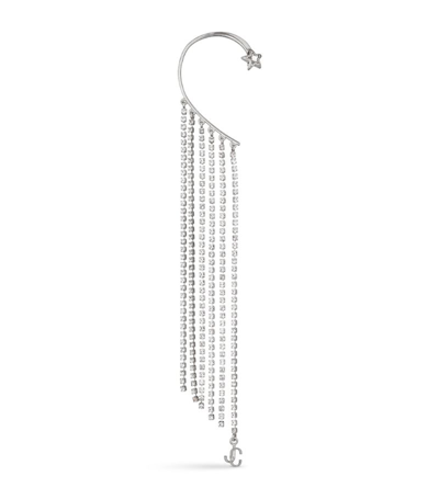 Jimmy Choo Right Fringe Ear Cuff In Silver/crystal