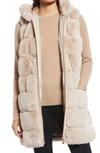 Via Spiga Grooved Faux Fur Hooded Vest In Beige