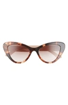 Prada 52mm Cat Eye Sunglasses In Caramel Tortoise/brown Gradien