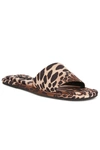 Natori Radial Printed Satin Slide Sandals In Chestnut