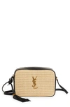 Saint Laurent Lou Medium Raffia And Leather Shoulder Bag In Neutrals