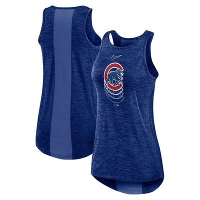 Nike Women's  Royal Chicago Cubs Logo Fade High Neck Performance Tank Top