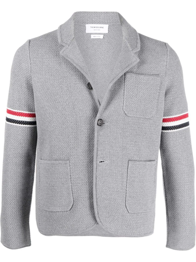 Thom Browne Rwb-armbands Sport Coat In Grey