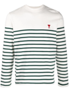 Ami Alexandre Mattiussi White Ami De Coeur Striped Cotton T-shirt