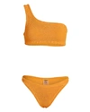 Hunza G Nancy One-shoulder Bikini Set In Orange