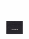 Balenciaga Logo-print Leather Card Holder In Black/white