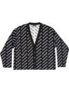 Balenciaga Mini All-over Logo Print Cardigan In Black White