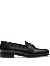 Prada Iconic Detail Leather Loafers In Schwarz