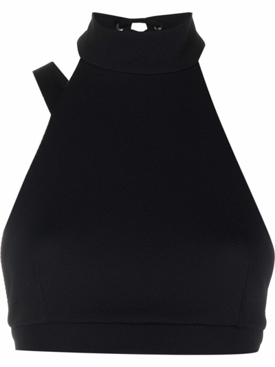 A Better Mistake Exposed-buckle Cropped Tank Top In Schwarz