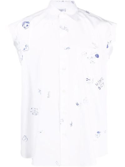 Vetements Scribbled Print Sleeveless Shirt In White