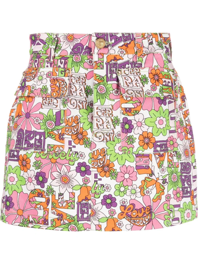 Chiara Ferragni Floral-print Mini Skirt In Multicolor