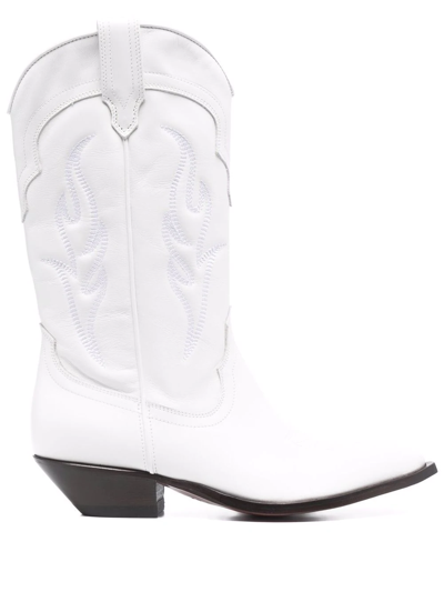Sonora Santafe Texan Boots In White Leather