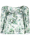 Vince Floral-print Square-neck Blouse In Grün