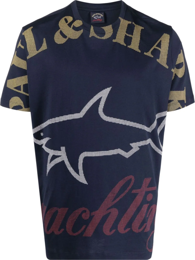 Paul & Shark Maxi Logo-print T-shirt In Blau