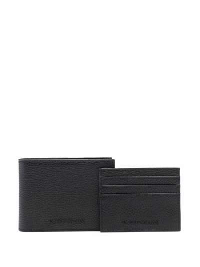 Emporio Armani Logo-embossed Leather Wallet In Schwarz