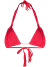 Pq Swim Pleated Triangle-cup Bikini Top In Avalon