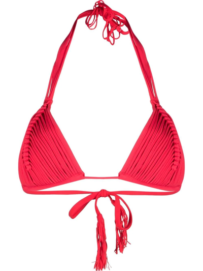 Pq Swim Pleated Triangle-cup Bikini Top In Rosa