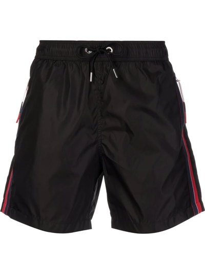 Moncler Logo-patch Drawstring Swim Shorts In Schwarz