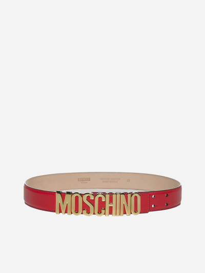 Moschino Women's Logo Buckle Leather Belt In Red