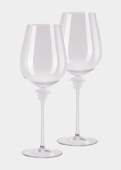 Versace Medusa Lumiere Bordeaux Red Wine Glasses, Set Of Two