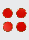 Vietri Florentine Wooden Accessories Red & Gold Coasters - Set Of 4