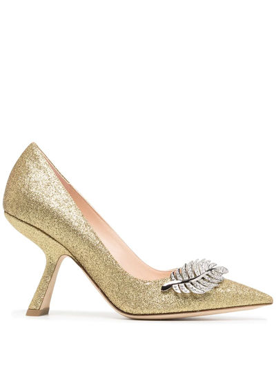 Nicholas Kirkwood 90mm Monstera Pumps In Gold