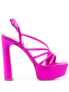 Le Silla Asymmetric Block Heel Platform Sandals In Rosa