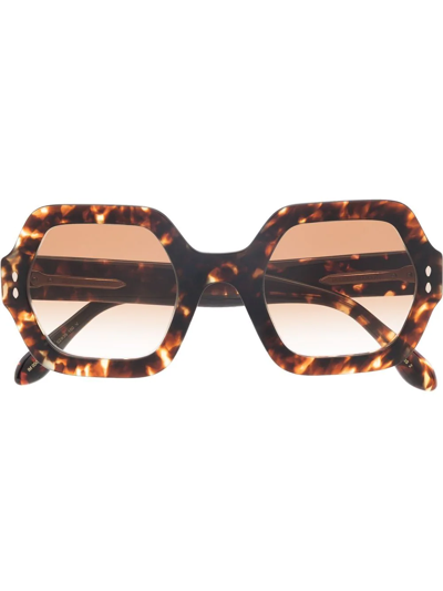 Isabel Marant Eyewear Tortoiseshell Hexagonal-frame Sunglasses In Braun