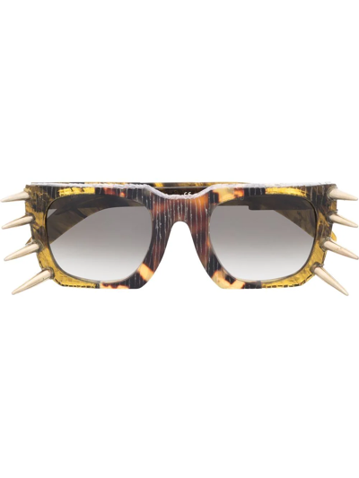 Kuboraum Tortoiseshell Square-frame Sunglasses In Grün