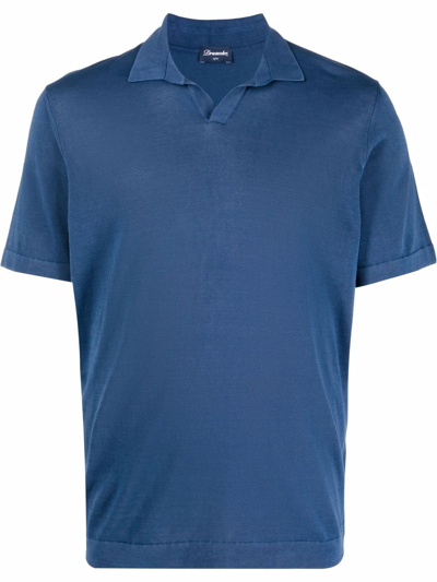 Drumohr Short Sleeve Polo Shirt In Blu