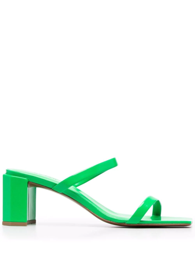 By Far Tanya Super Green Gloss Leather Sandals