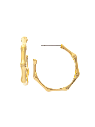 Rivka Friedman Bamboo Polished Hoop Earrings In Brass