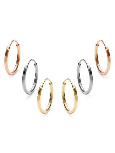 Saks Fifth Avenue Women's Set Of 3 14k Gold Hoop Earrings