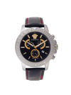 VERSACE MEN'S 45MM STAINLESS STEEL & LEATHER STRAP CHRONOGRAPH WATCH