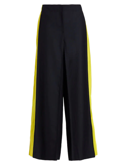 Loewe Paneled Wool Wide-leg Pants In Black