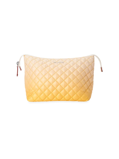 Mz Wallace Large Zoey Gradient Quilted Nylon Pouch In Sunflower