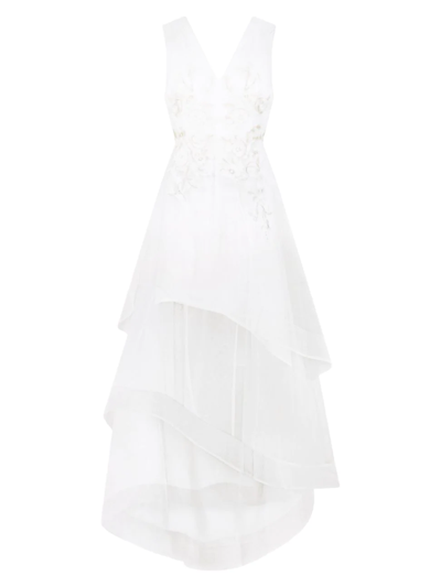 Bcbgmaxazria Embroidered Gown In Off White