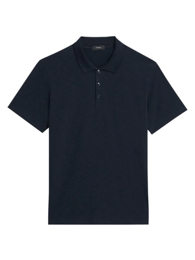Theory ‘bron Cosmos' Short Sleeve Cotton Polo Shirt In Blue