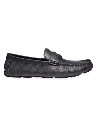 Coach Men's Coin Signature Driving Loafers In Charcoal