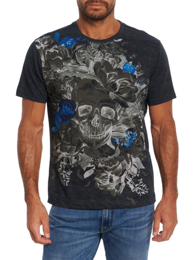 Robert Graham Men's Typhoon Floral Skull Graphic T-shirt In Black ...