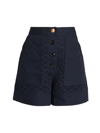 3.1 Phillip Lim Broderie Anglaise High Rise Utility Shorts In Midnight